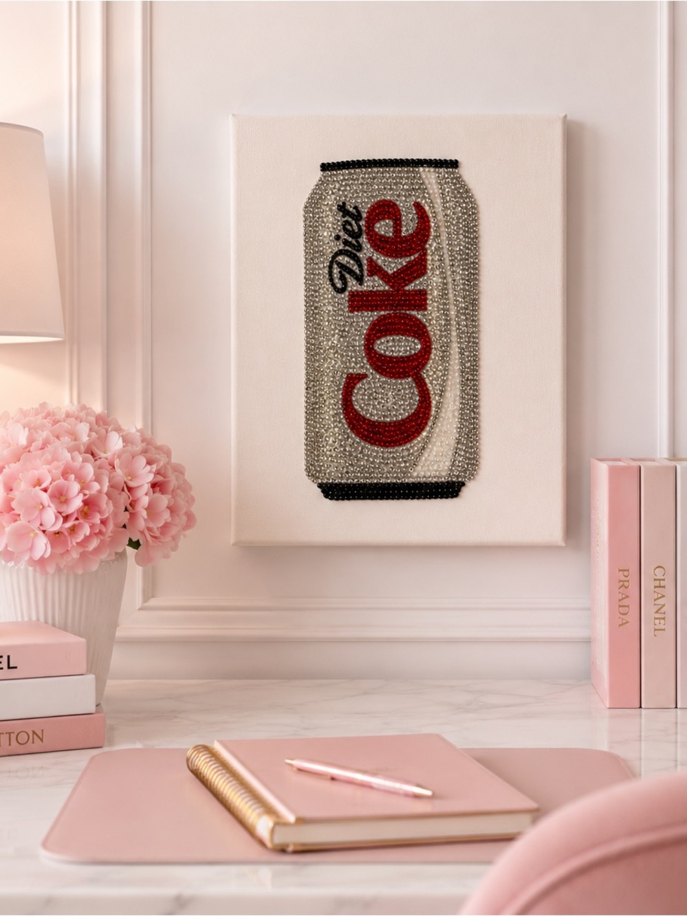 Diet Coke Rhinestone Wall Art 8x10 | Hand-Placed Crystal Pop Art Canvas